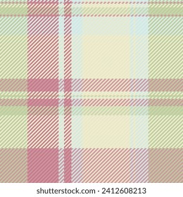 Calm plaid vector textile, stationary check fabric pattern. Overlay seamless tartan texture background in light and pastel color.