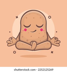 calm potato vegetable character mascot with yoga meditation pose isolated cartoon in flat style design 