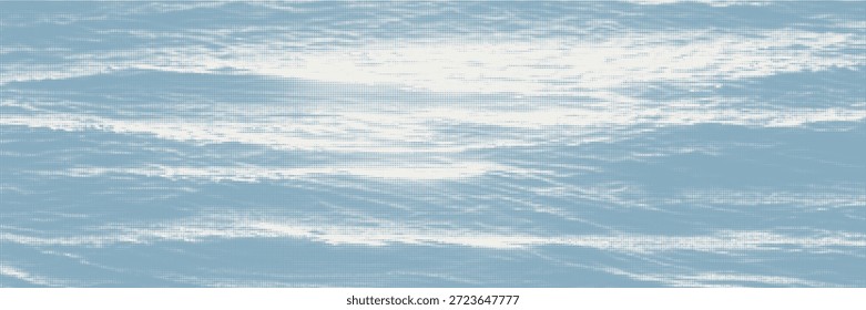 Calm and quiet light blue ocean wave textured background. Vector banner for design and creative projects