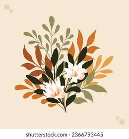 Calm and refreshing vibe, botanical flower bouquet illustration