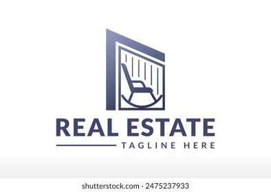 Calm And Relax Chair With Real Estate Logo Design Vector Icon Symbol Illustrations. Multifunctional logo that can be used in many home and house decorative business companies and real estate agency.