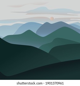 Calm and relaxing mountain landscape. Dawn in the mountains