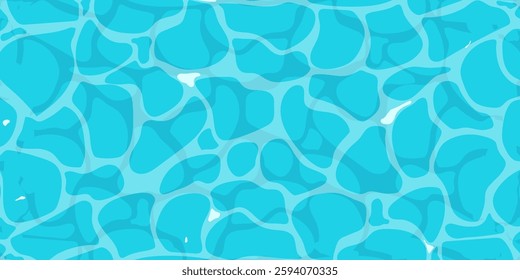 Calm sea water ripple surface with sunlight reflections in cartoon style game texture top view
