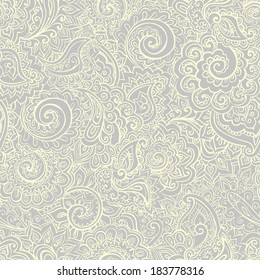 Calm Seamless Grey Pattern With Traditional Indian Ornamental Design