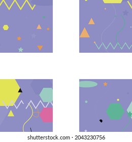Calm Shadows Pastel Ornamental Fabrics. Blue Zigzag Lines Triangle Modern Simple Hipster Art. Pink Silver Orange Black Grey Geometrical Art Illustration. Polygon Green Oval Chaos Vector Design Pic.