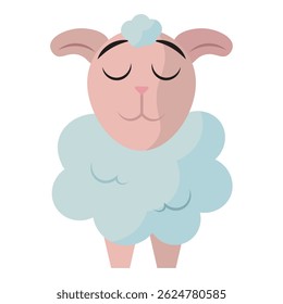 Calm sheep with closed eyes. Vector illustration
