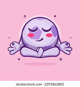 calm soccer ball character mascot with yoga meditation pose isolated cartoon in flat style design