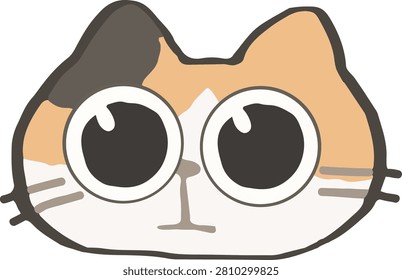 A calm split-color cat quietly staring forward with a gentle and peaceful expression. This charming illustration is ideal for stickers, planners, greeting cards, journals, classroom materials, digital crafts, social media posts, and decorative projects featuring cute and relaxing cat designs.