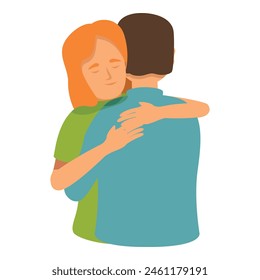 Calm support embrace icon cartoon vector. Family love. Partner romantic