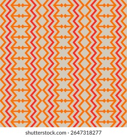 A calm and symmetrical tribal-inspired pattern in tan and orange hues, evoking a desert breeze and boho charm.