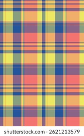 Calm tartan vector seamless, model fabric texture check. Checkered textile plaid pattern background in pastel and orange colors palette.