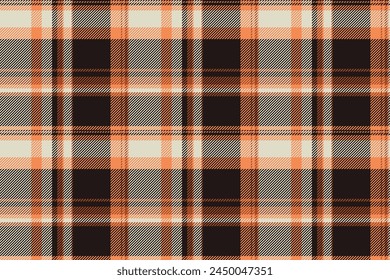 Calm texture seamless check, wrapping pattern background textile. Order tartan vector fabric plaid in orange and black colors.