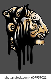 calm tiger with an unusual pattern on the fur