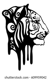 calm tiger with an unusual pattern on the fur