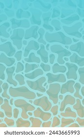 Calm transparent blue water surface. Modern background in cartoon style. Flat beach background design with serene blue ripples. Backdrop for summer vacation.