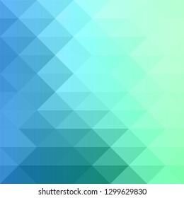 Calm vector background. Gradient of blue, green and turquoise abstract triangles pattern. Geometric figures.