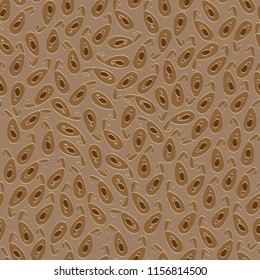 Calm vector seamless pattern. Abstract seeds on the pale brown background are good for any types of prints