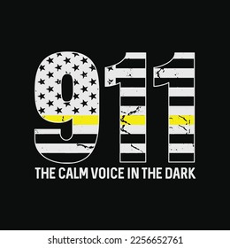 Calm Voice in the Dark Thin Yellow Line 911 Dispatcher svg