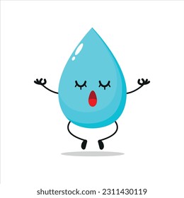 calm water drop yoga lotus pose. aqua activity vector illustration flat design.