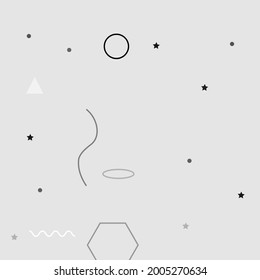 Illustration der beruhigenden weißen Polygon digitalen geometrischen Kunst. schwarz-grauer Schatten, Vektorhintergrund. Pastel Oval Gray Triangle Modern Style Simple Hipster Art Square Silver Chaos Ornamentale Stoffe.