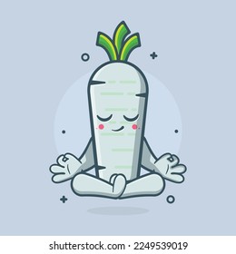 mascotte de caractère vert blanc et végétal calme avec méditation de yoga pose isolée de dessin à plat