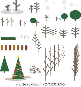 Calm Winter Tree Illustration Element Set