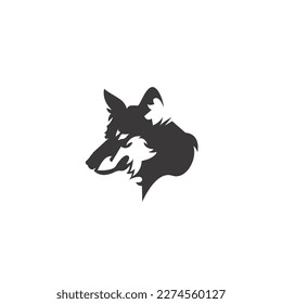 calm wolf head logo vector