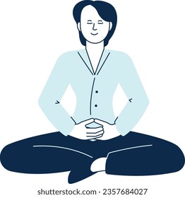 Calm woman character. Smiling person in meditating pose