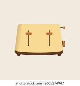 A calm yellow toaster on a light background in a flat design style. Ideal for kitchen, home decor, and food-related visuals. Perfect for advertising, websites, social media and product packaging