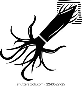 calmar squid concept, cuttles vector icon design, Sea Food symbol, Underwater Animals sign, aquatic Common species stock illustration 
