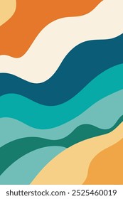 A calming abstract background with fluid, wavy shapes in a muted coastal palette.  Perfect for minimalist designs, branding, or creating a serene mood.