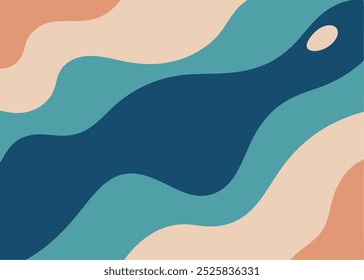 A calming and abstract illustration with a coastal vibe.  Organic shapes in soft color palette create a serene and stylish background for your design projects.