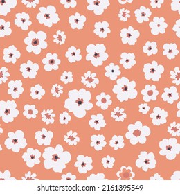 Calming coral ditsy flower pattern for wallpaper,wrapping paper,surface,fabric print