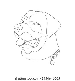 Calming friendly dog face continuous line art vector logo assets