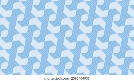 A calming geometric pattern with interlocking hexagonal shapes in soothing shades of blue.