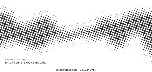 Calming rhythms halftone background abstract waves vector design in black color