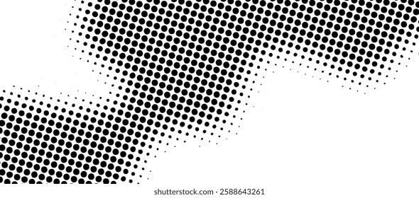 Calming rhythms halftone background horizontal vector design illustration isolated in black color fit for header, banner, poster elements, web