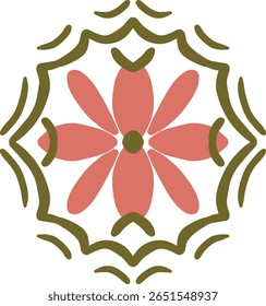 Símbolo floral simétrico calmante com formas orgânicas equilibradas — ótimo para visuais de atenção plena, decoração ou marca da natureza