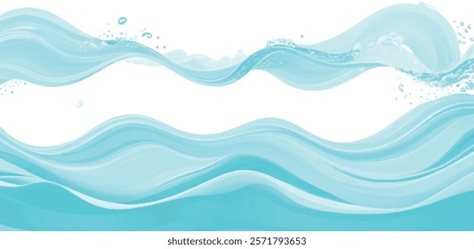 A calming transparent backdrop featuring soft green and blue watercolor ocean wave textures, perfect for use in water wave graphics, ocean-themed designs, and relaxing visual art projects.
