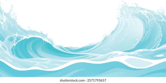 A calming transparent backdrop featuring soft green and blue watercolor ocean wave textures, perfect for use in water wave graphics, ocean-themed designs, and relaxing visual art projects.
