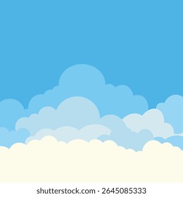 Um fundo de vetor calmante com nuvens macias e em camadas contra um céu azul gradiente. Ideal para criar uma atmosfera pacífica e serena.