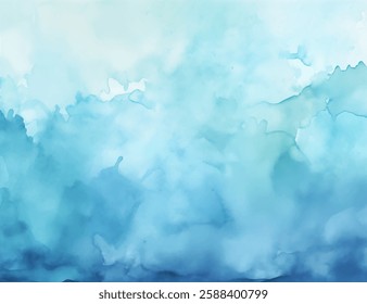 Um fundo de aquarela calmante apresenta várias tonalidades de mistura azul perfeitamente com texturas macias e fluidas. Ideal para projetos criativos, esta obra de arte acrescenta uma estética serena a qualquer design