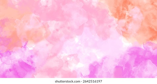 Calming watercolor design with a refreshing blend of pink, yellow, and soft hues. Vector background of a peaceful atmosphere with blurred, fluid effects and artistic stains
