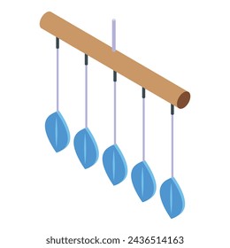 Calming wind chime icon isometric vector. Meditative musical instrument. Hanging tinkling arrangement