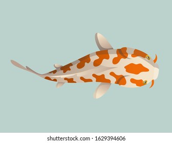 Calmly floating fish. Koi fish vector illustration
