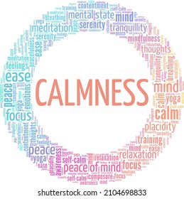 Calmness conceptual vector illustration word cloud isolated on white background.