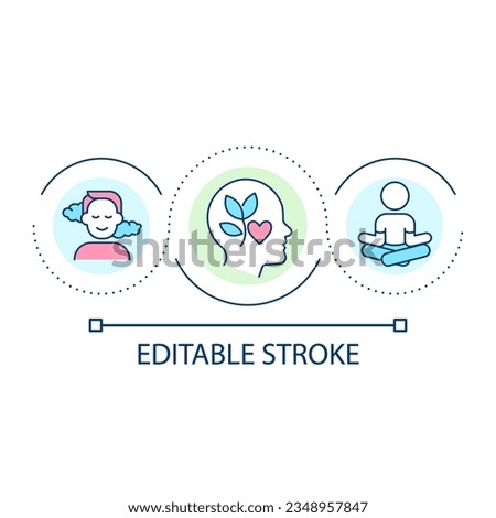Calmness loop concept icon. Stay relaxed. Control feelings. Peaceful emotional state abstract idea thin line illustration. Isolated outline drawing. Editable stroke. Arial font used