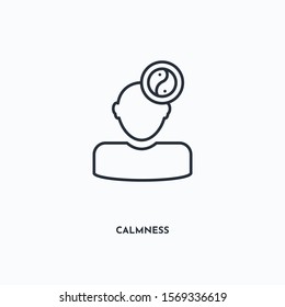 calmness outline icon. Simple linear element illustration. Isolated line calmness icon on white background. Thin stroke sign can be used for web, mobile and UI.