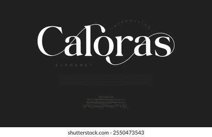 Caloras typography beauty fashion elegant minimalist serif italic fonts decorative wedding vintage retro logos. Minimal luxury font alphabet logo. Vector illustration