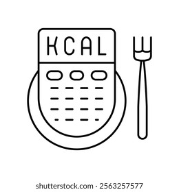 caloric intake obesity overweight line icon vector. caloric intake obesity overweight sign. isolated contour symbol black illustration